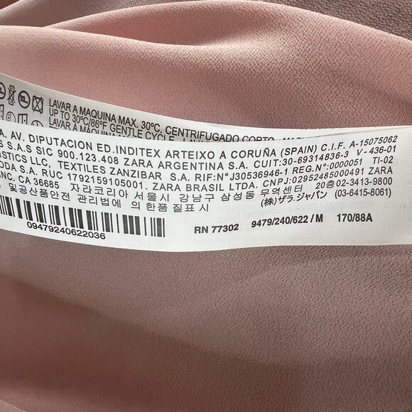 NWT ZARA Woman Hi Lo Blouse Top Pastel Pink V-Neck Long Sleeves Pullover Size M - Picture 9 of 10